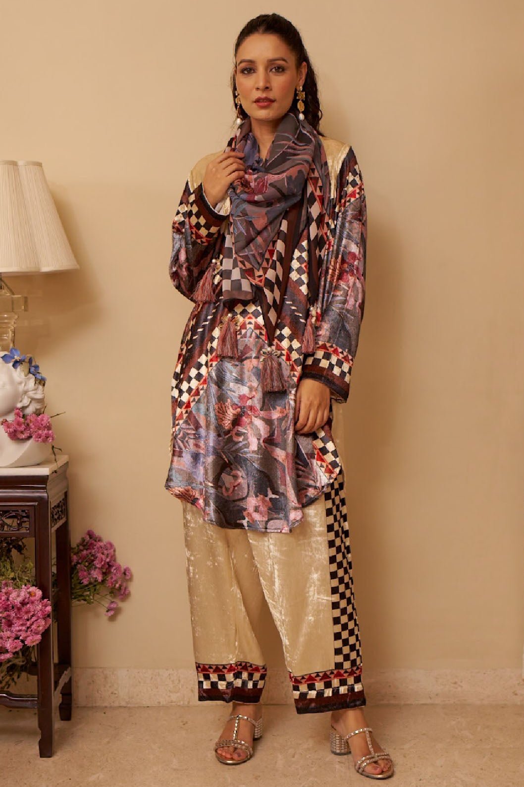 Checkered Bloom Co-Ord Set