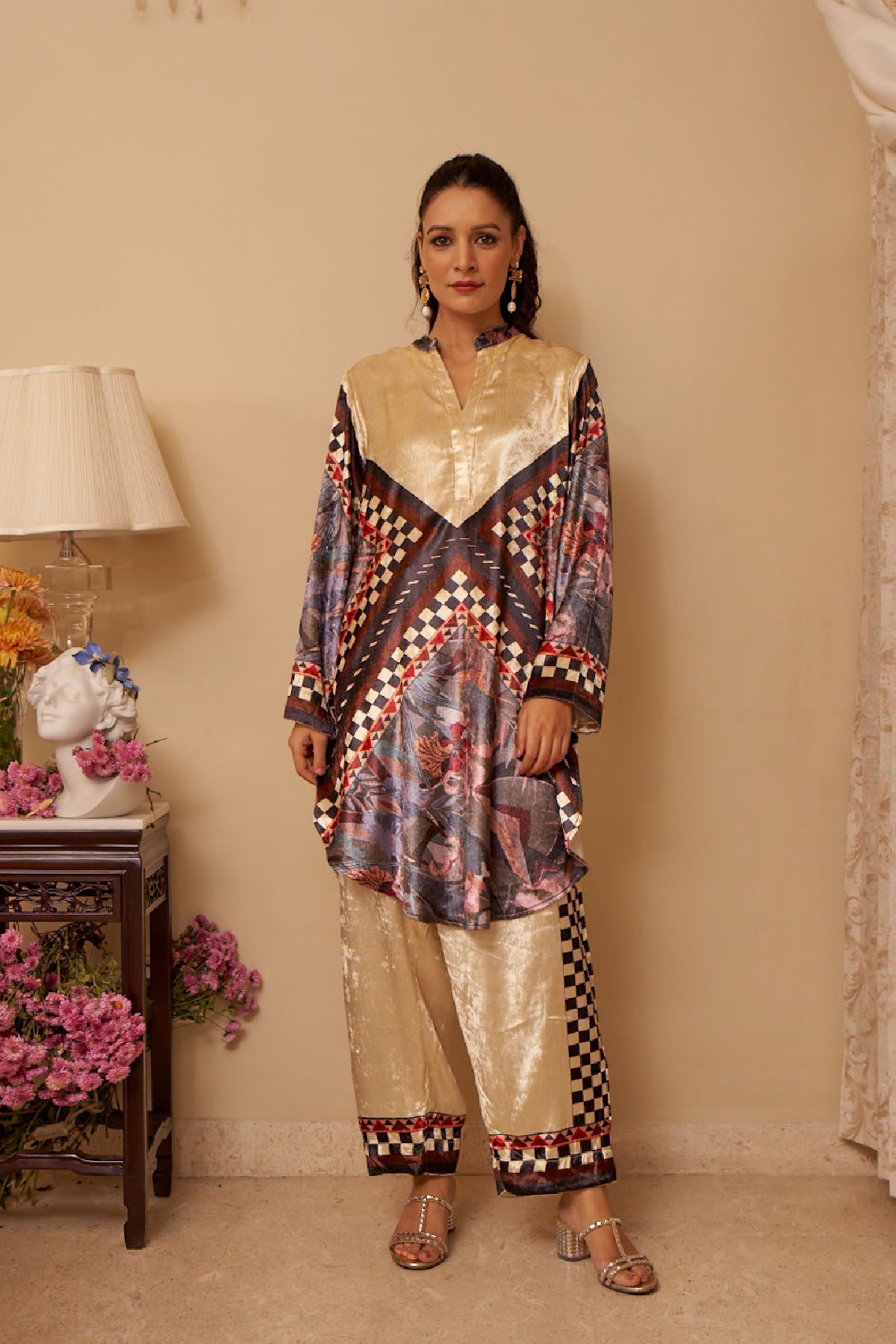 Checkered Bloom Co-Ord Set