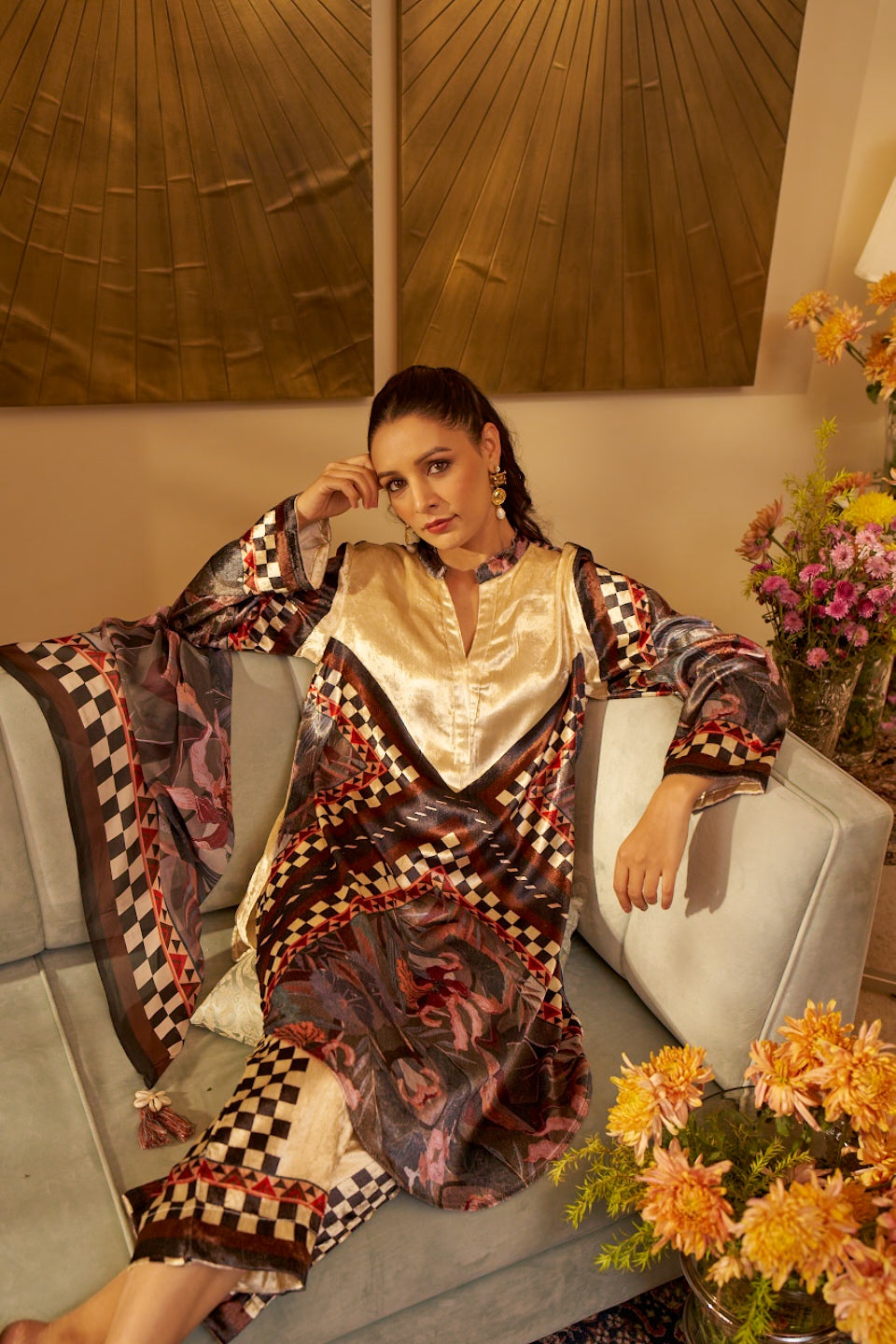 Checkered Bloom Co-Ord Set