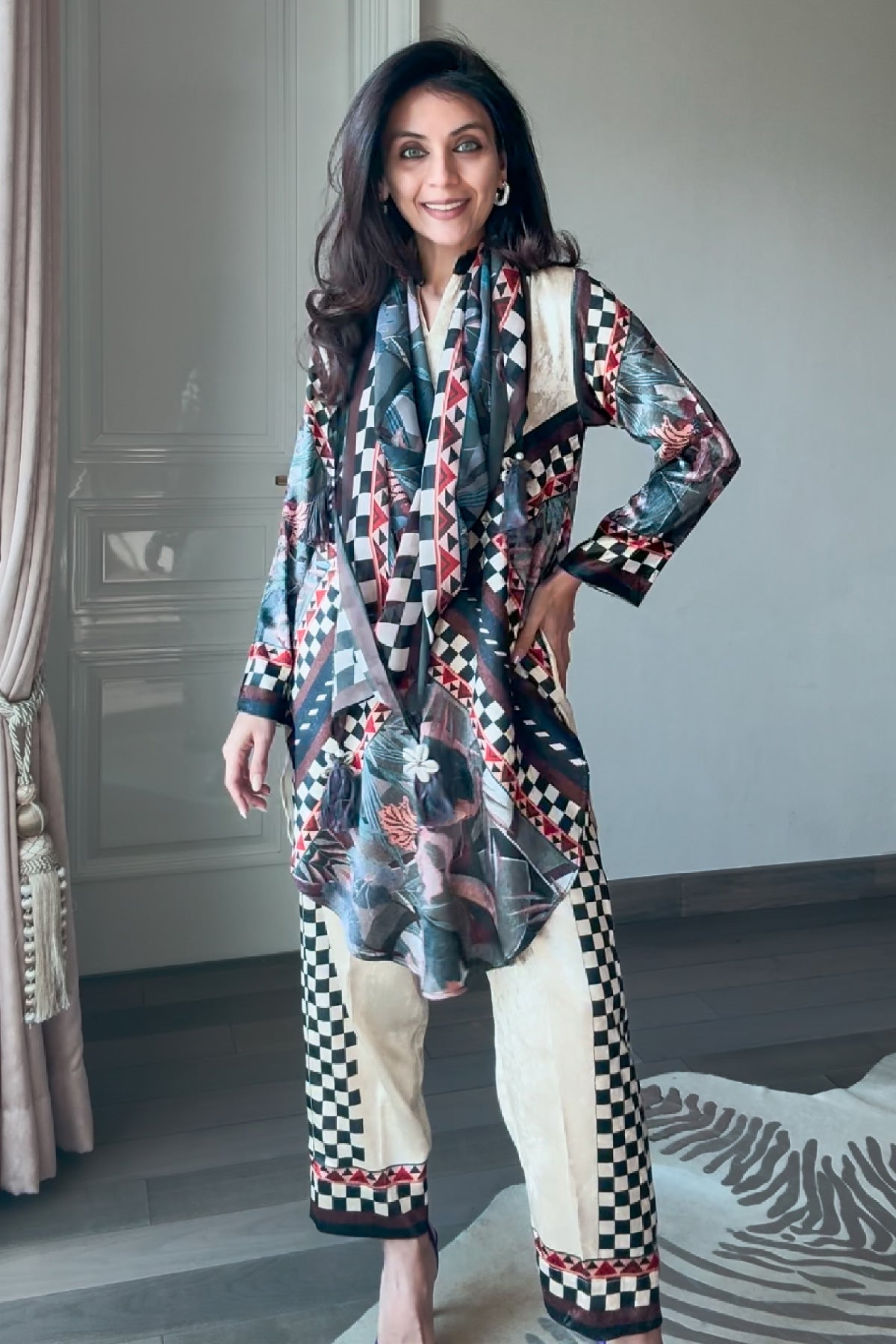 Checkered Bloom Co-Ord Set