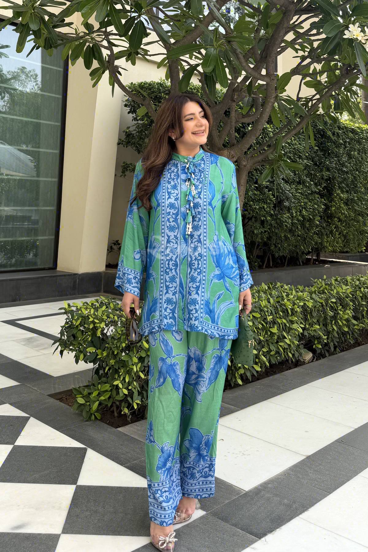 Tulip Co-ord - Emerald & Blue
