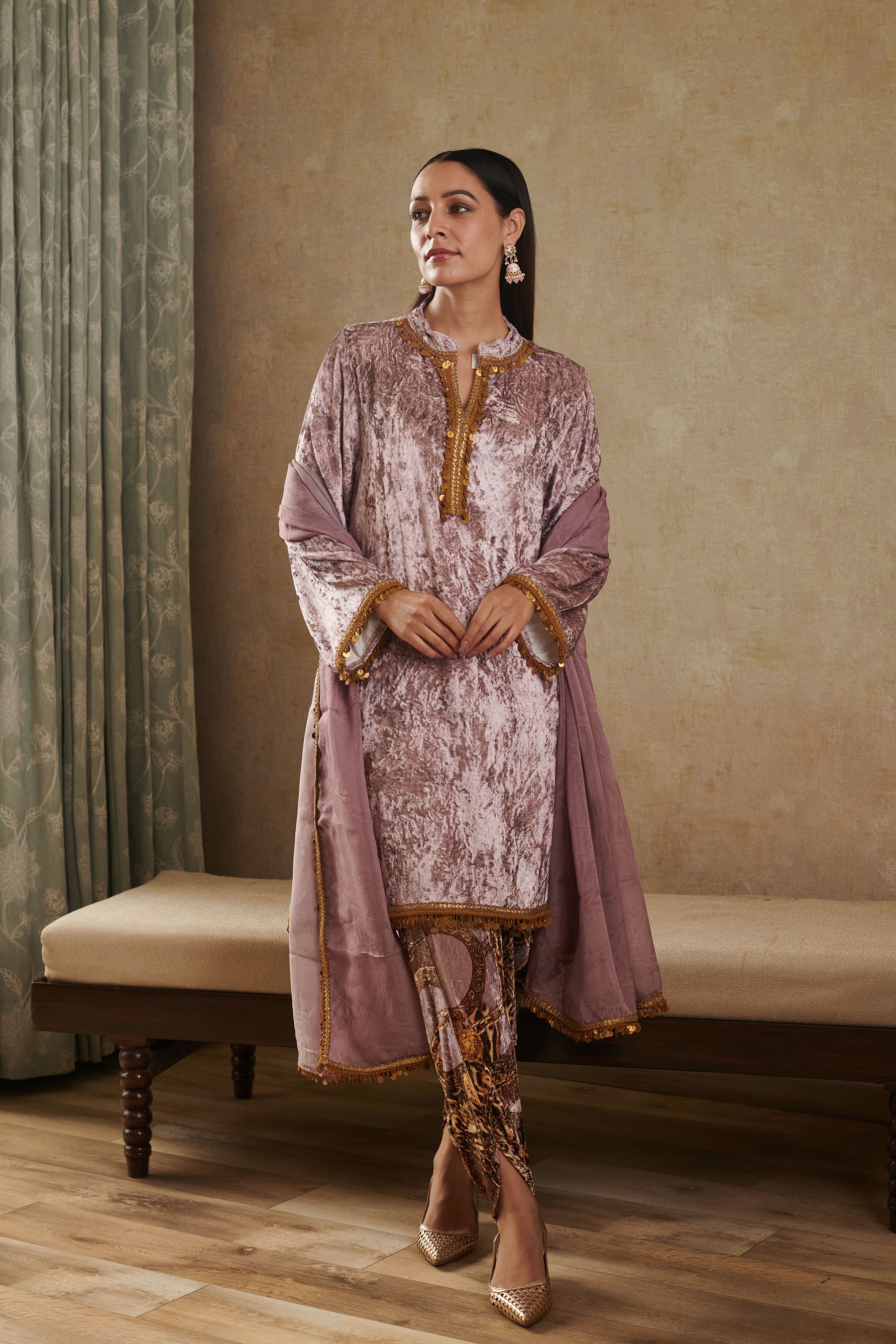 Velvet co-ord set with a dupatta