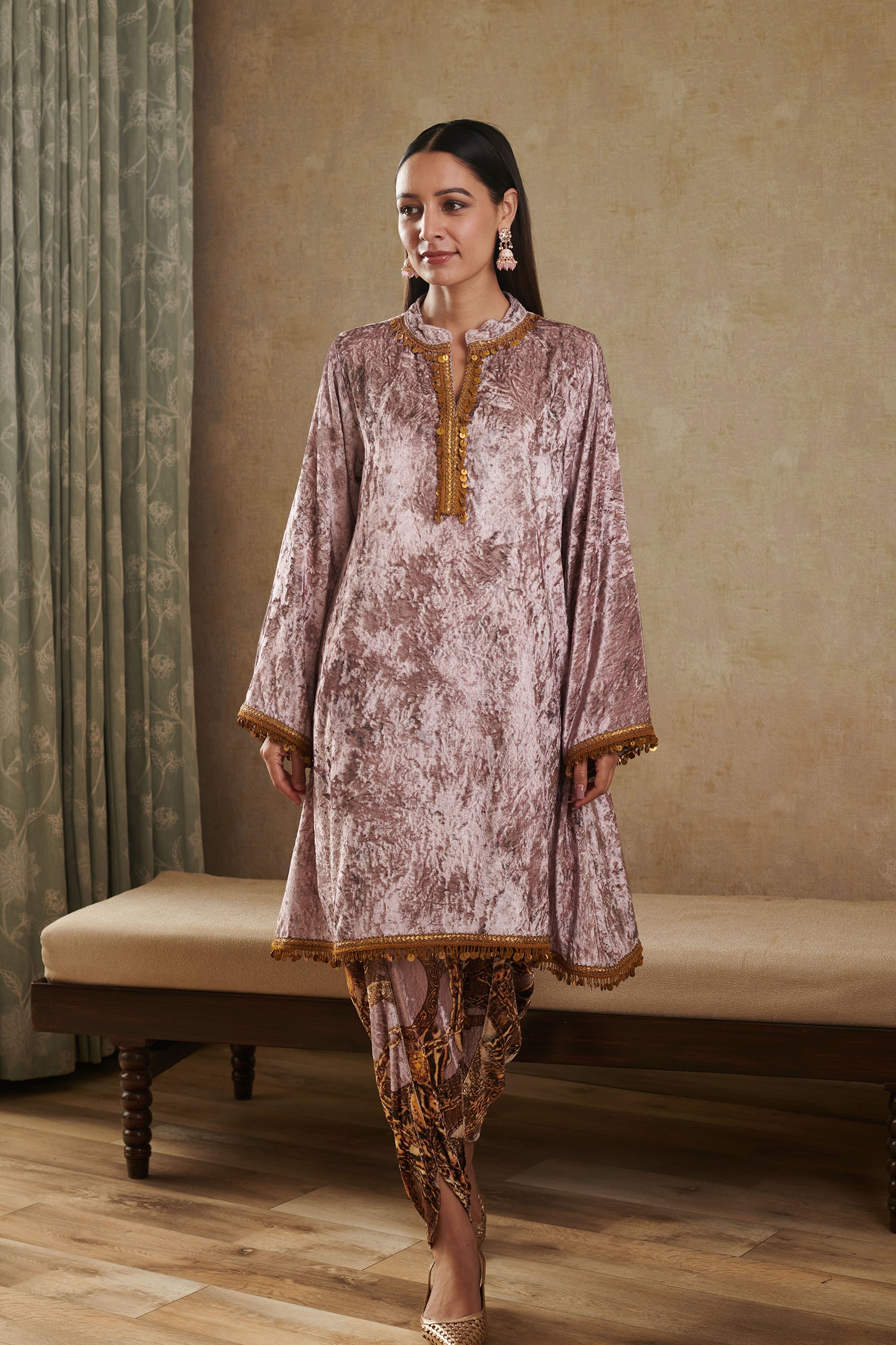 Velvet co-ord set with a dupatta