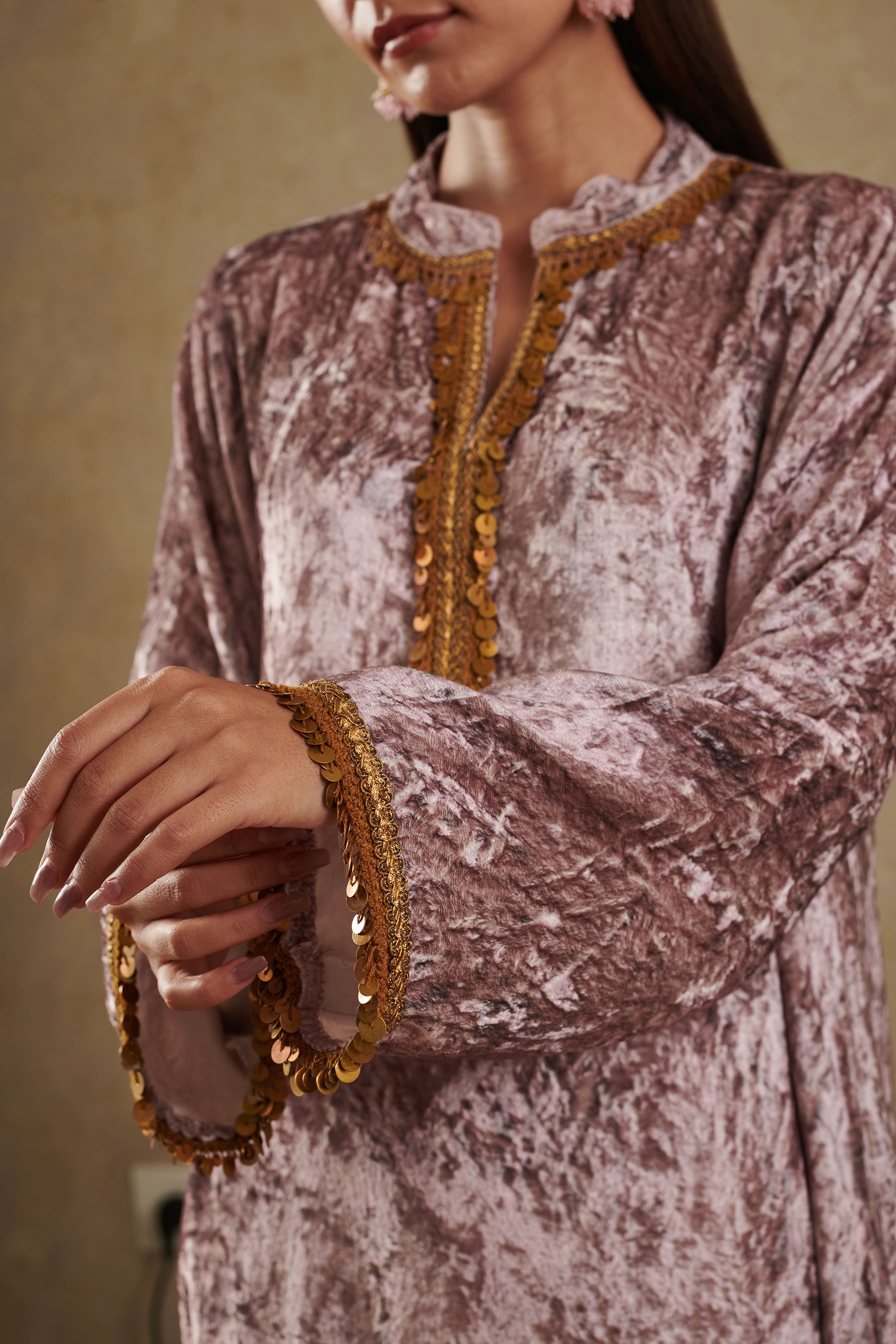 Velvet co-ord set with a dupatta