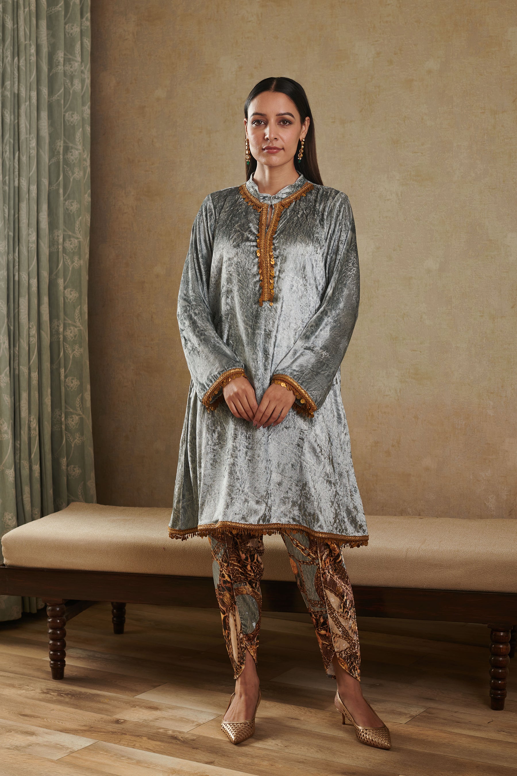 Velvet co-ord set with a dupatta