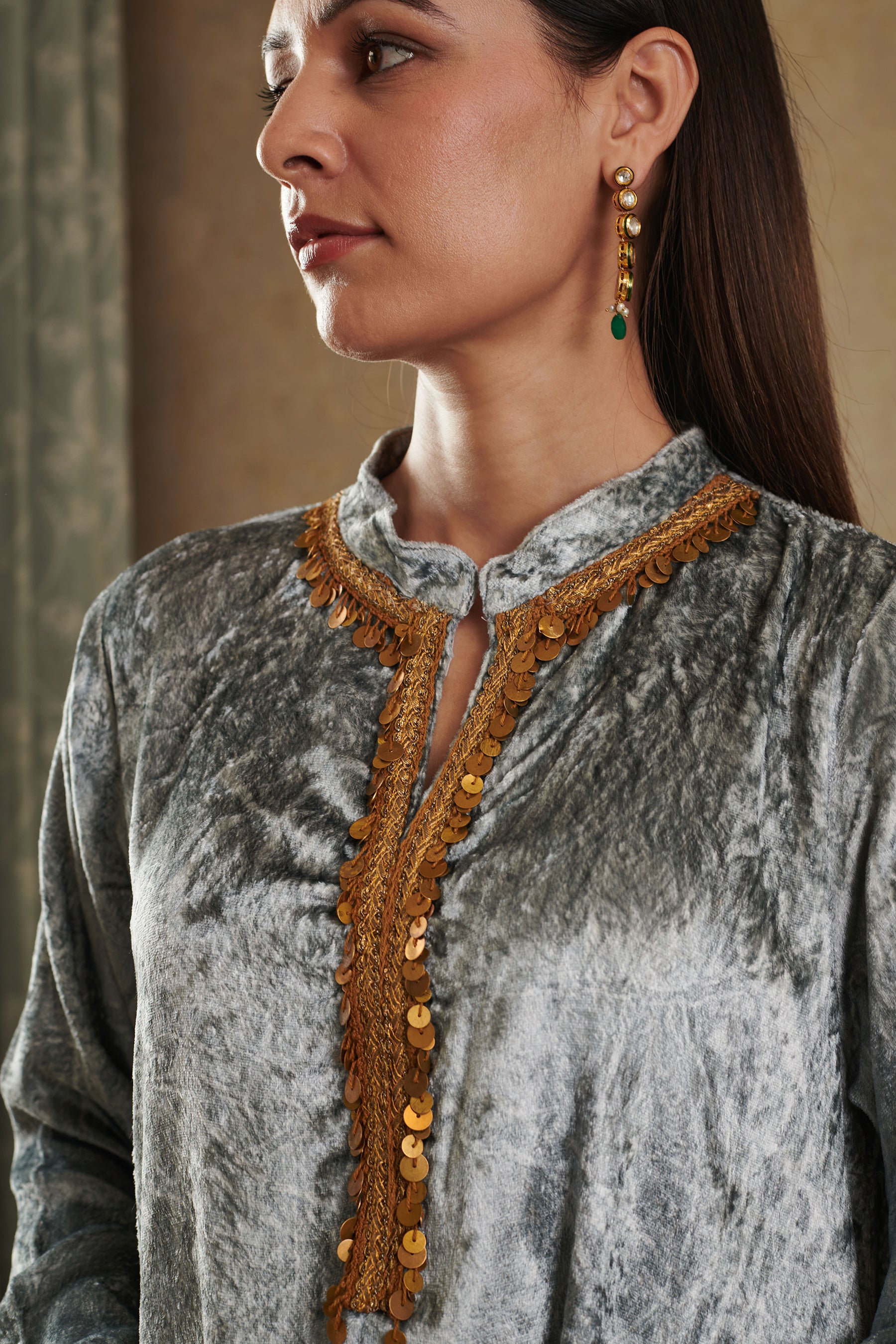 Velvet co-ord set with a dupatta