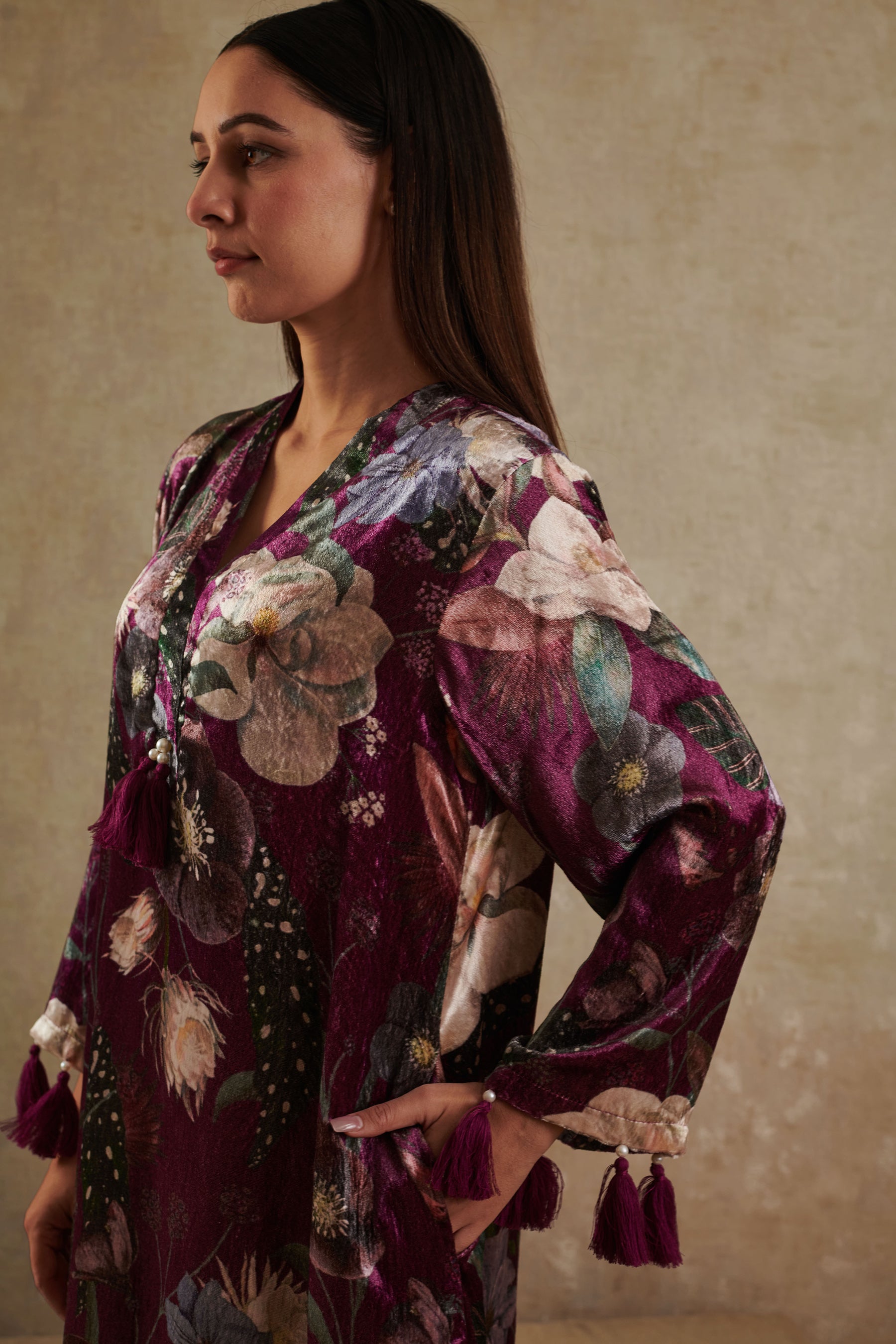 Velvet co-ord set with stole