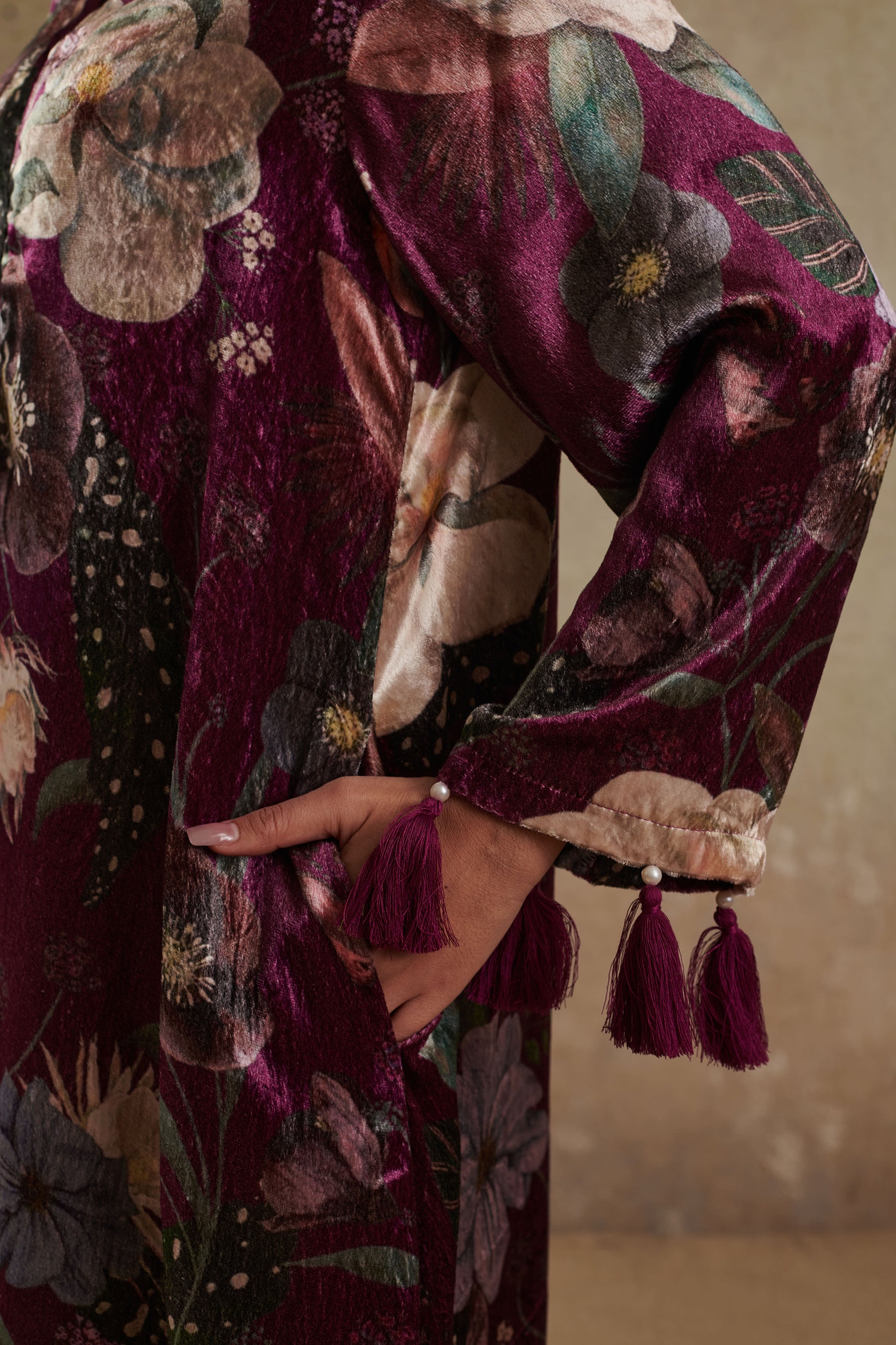 Velvet co-ord set with stole