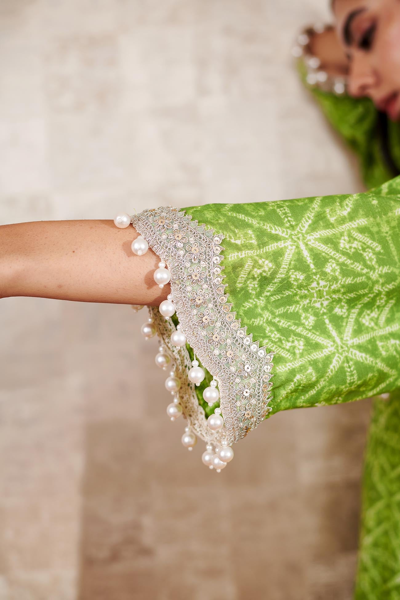 Green Cotton Silk Printed Geometric Round Kurta Pant Set