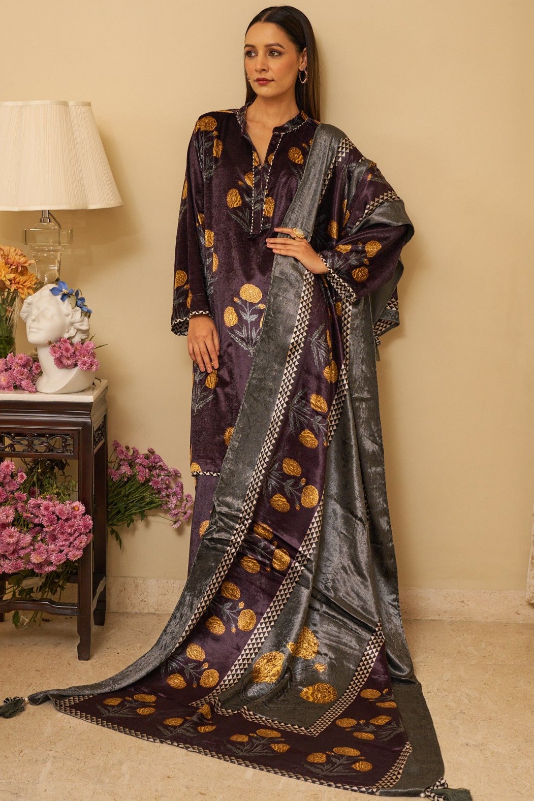 Purple Petal Kurta Set