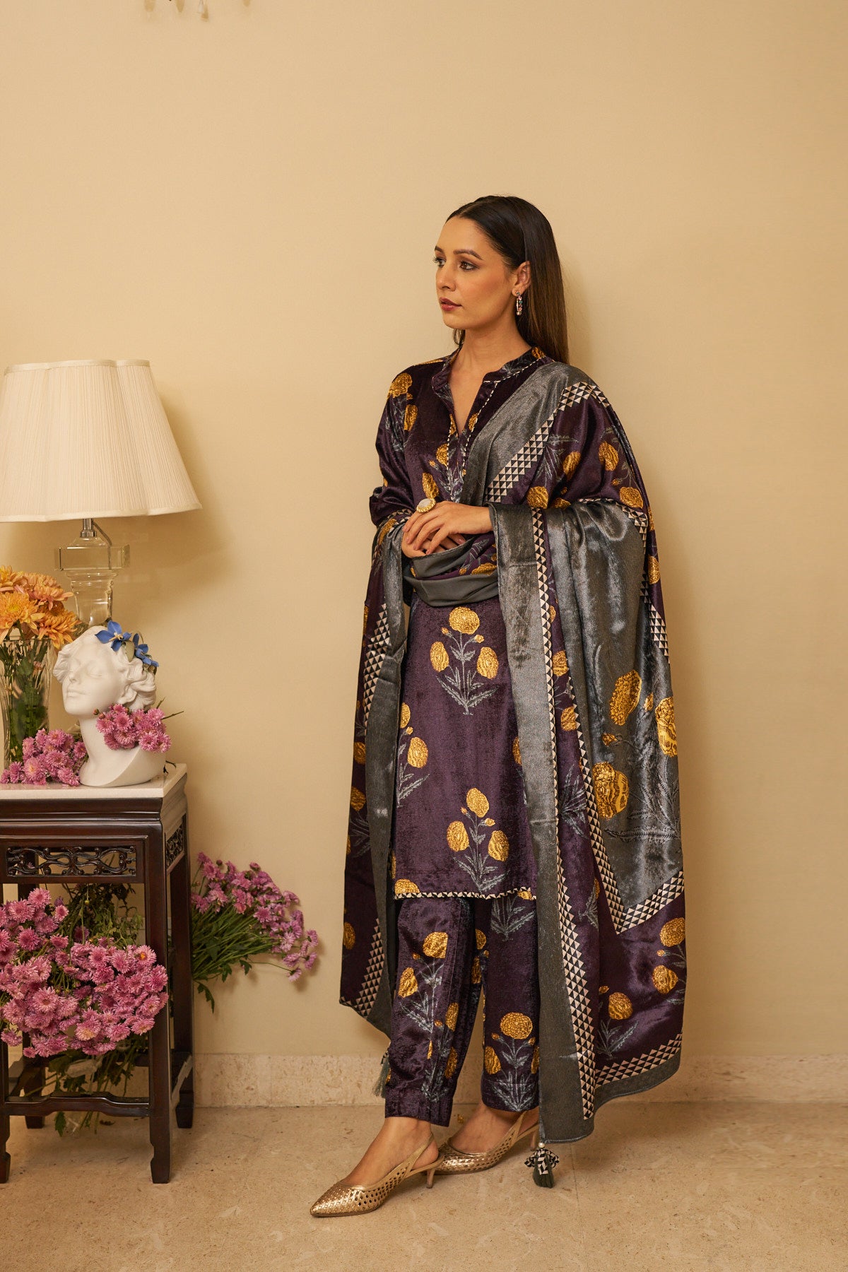 Purple Petal Kurta Set