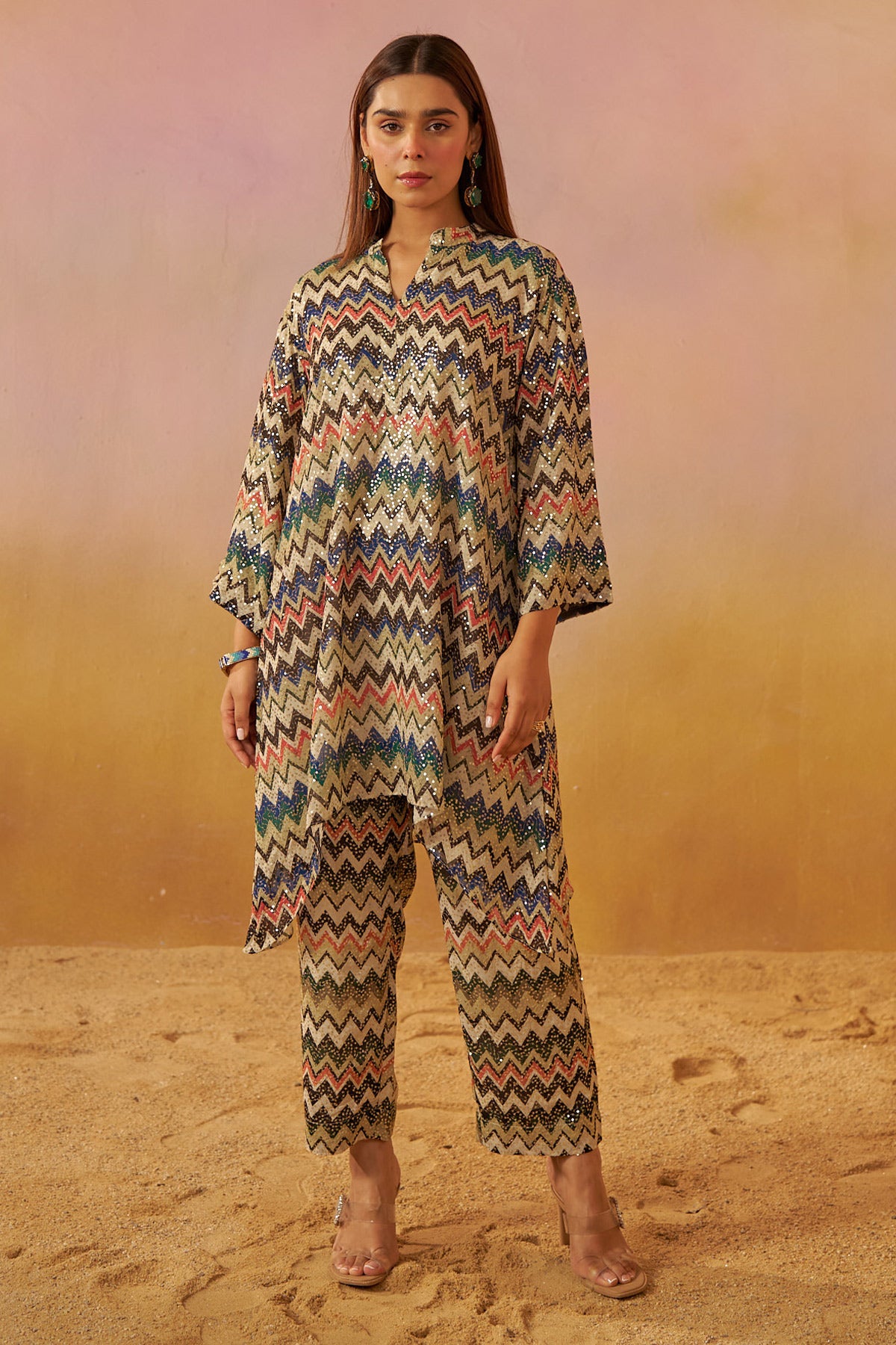 Blue & Black Missoni Asymetric Co-ord Set