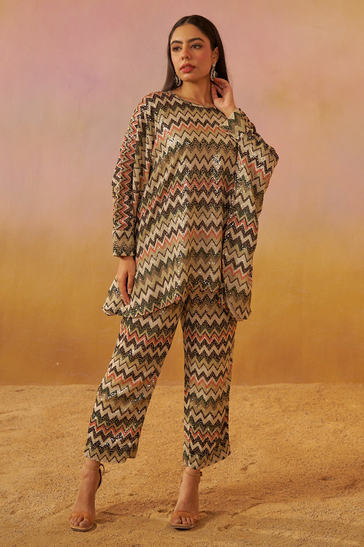 Green Missoni Batwing-Kaftan Cut Set