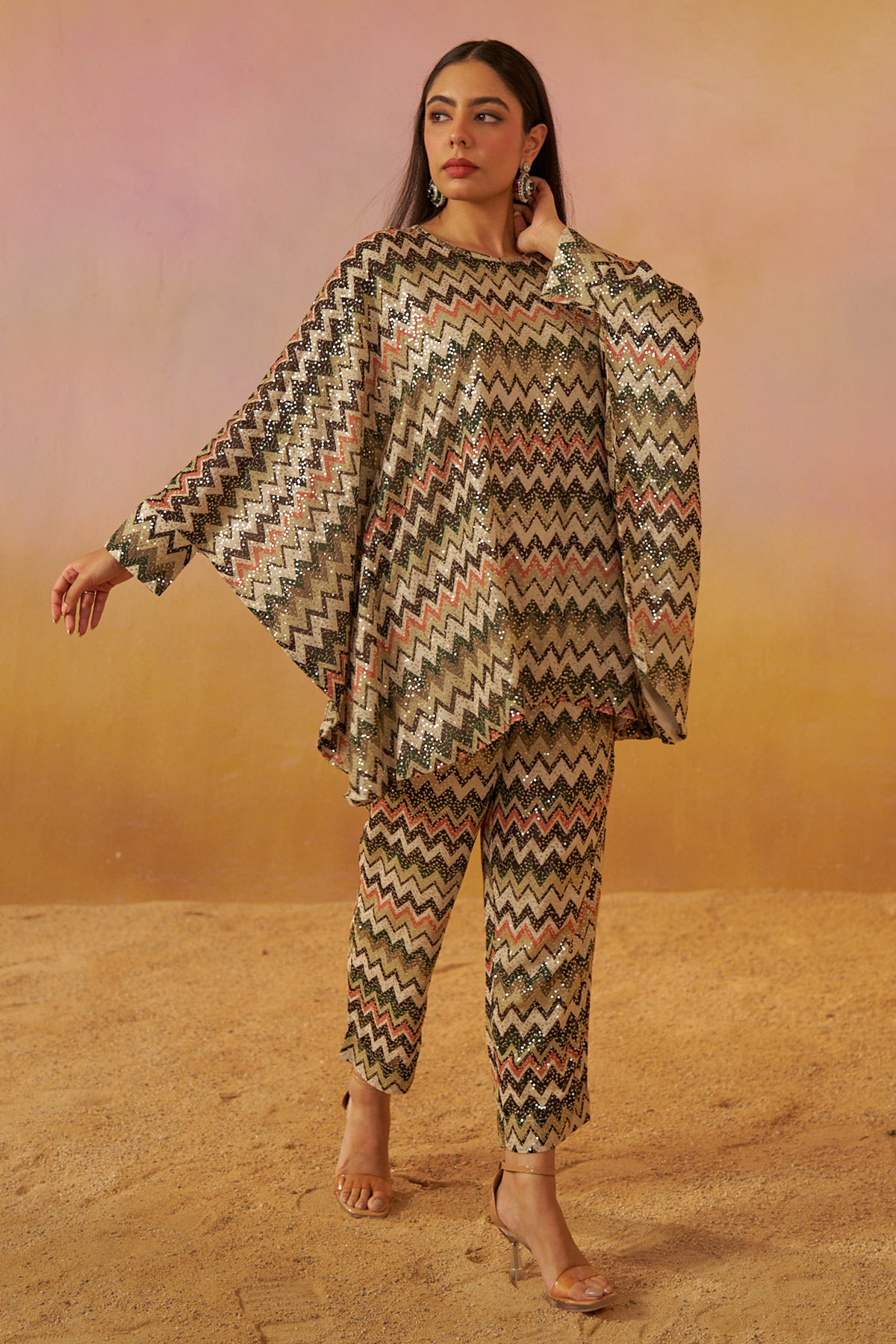 Green Missoni Batwing-Kaftan Cut Set