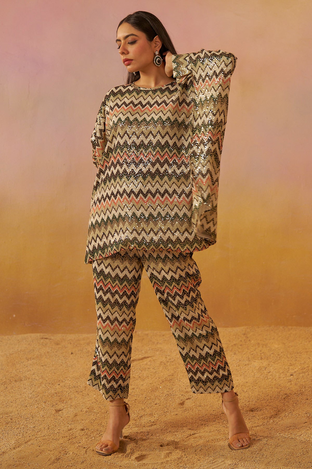 Green Missoni Batwing-Kaftan Cut Set