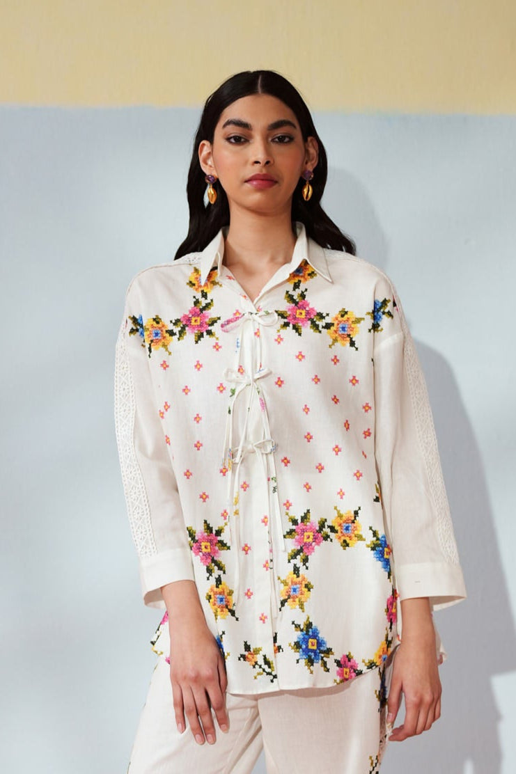 Threaded Blooms Printed Top